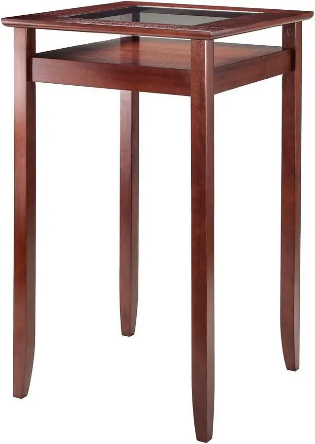 Alt view image 10 of 12 - Winsome Wood Halo Pub Table with Glass Inset & Shelf In Walnut