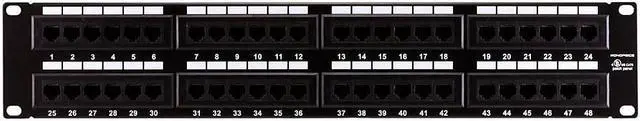 Alt view image 10 of 20 - Monoprice 48-port Cat6 Patch Panel, 110 Type (568A/B Compatible) Black Painted Steel Panel, UL Listed