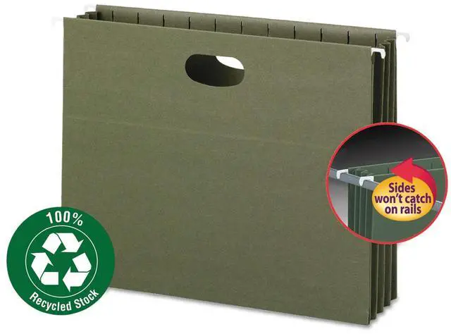 Main image of Smead 100% Recycled Hanging Pockets with Full-Height Gusset Letter Green 10/Box 64226