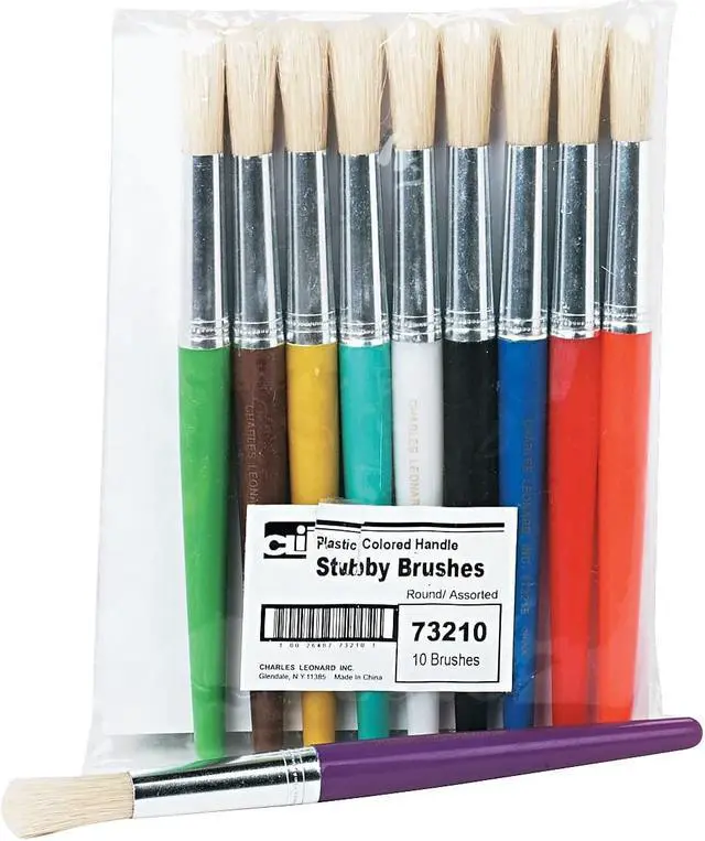 Alt view image 5 of 10 - Chenille Kraft Paint Brushes Natural Bristles Round 7-1/2" Hdle 10/ST Asst. CKC5183