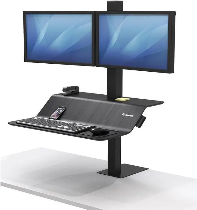 Alt view image 8 of 18 - Fellowes 8082001 Lotus VE Sit Stand Workstation - Black