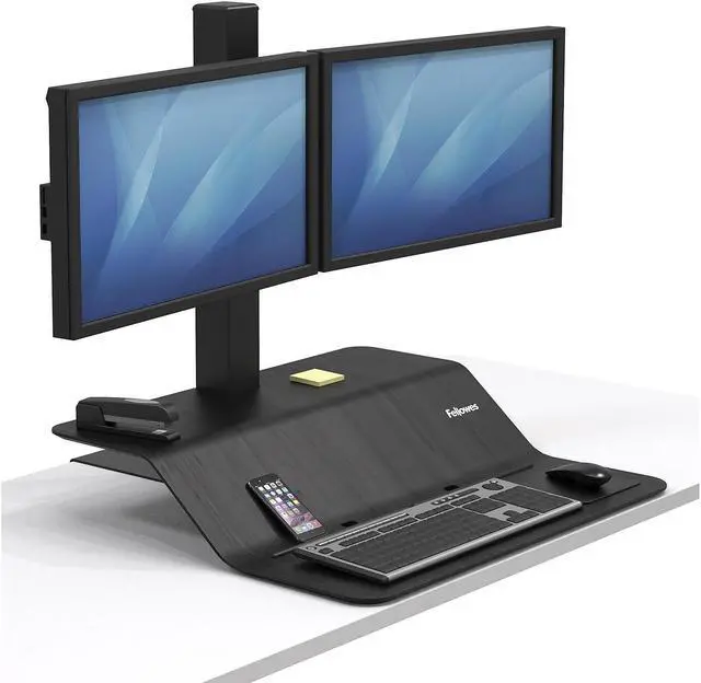 Alt view image 10 of 18 - Fellowes 8082001 Lotus VE Sit Stand Workstation - Black