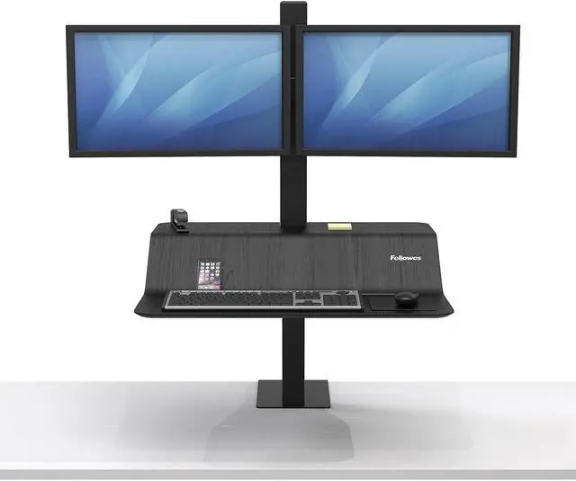 Alt view image 9 of 18 - Fellowes 8082001 Lotus VE Sit Stand Workstation - Black
