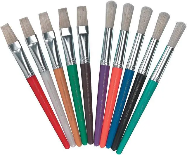 Alt view image 9 of 10 - Chenille Kraft Paint Brushes Natural Bristles Round 7-1/2" Hdle 10/ST Asst. CKC5183