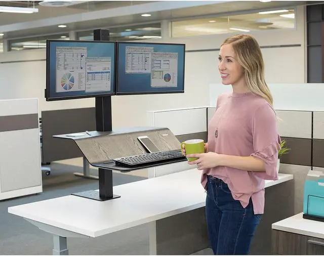 Alt view image 12 of 18 - Fellowes 8082001 Lotus VE Sit Stand Workstation - Black