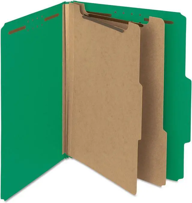 Alt view image 16 of 18 - Smead Pressboard Classification Folder 2" Exp. Two Dividers Letter Green 10/Box 14063