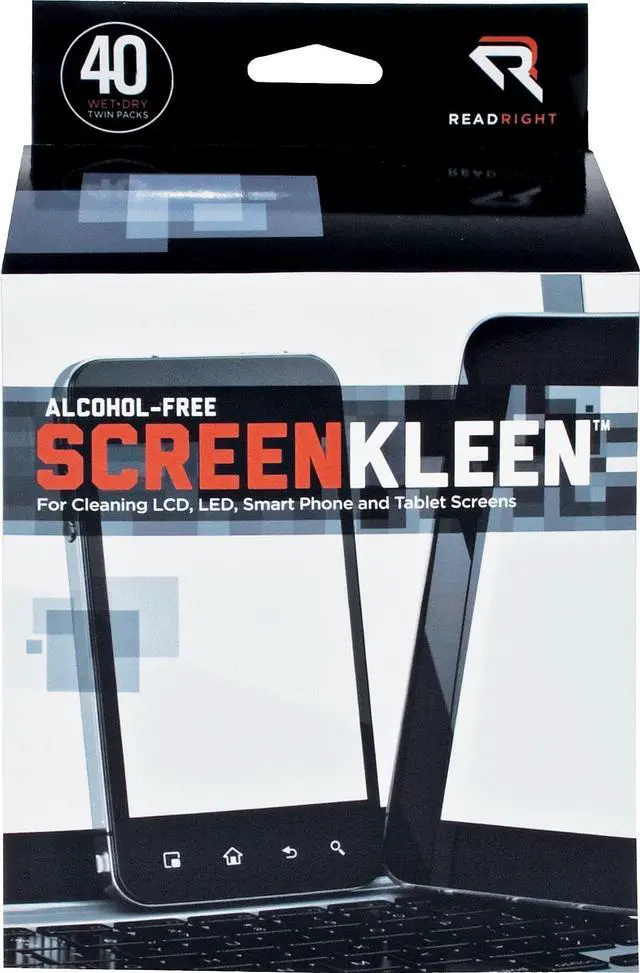 Alt view image 16 of 16 - Read Right Screenkleen Alcohol-Free Wet Wipes, Cloth, 5 X 5, 40/Box RR1391