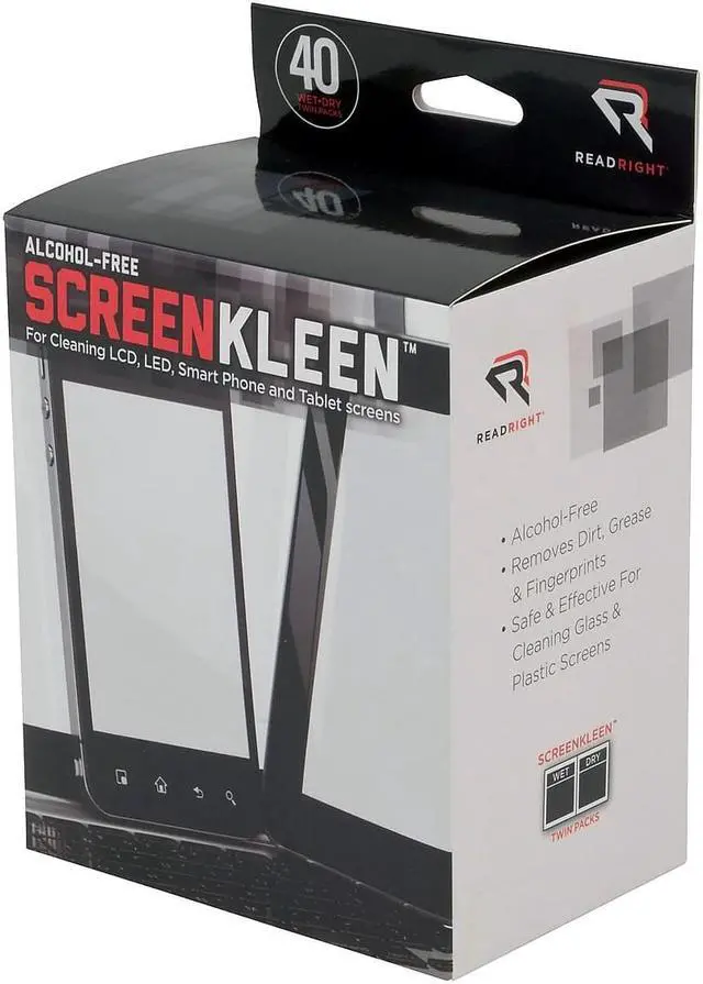 Alt view image 2 of 16 - Read Right Screenkleen Alcohol-Free Wet Wipes, Cloth, 5 X 5, 40/Box RR1391