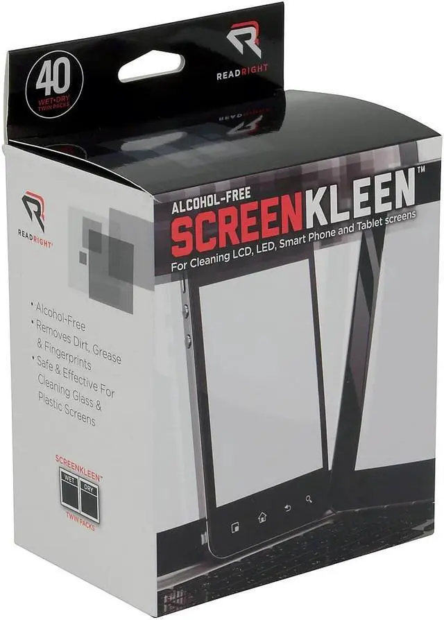Alt view image 3 of 16 - Read Right Screenkleen Alcohol-Free Wet Wipes, Cloth, 5 X 5, 40/Box RR1391