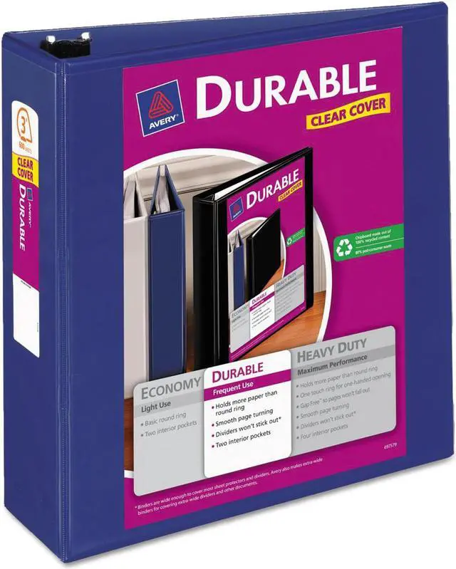 Main image of Avery Durable View Binder w/Slant Rings 11 x 8 1/2 3" Cap Blue 17044