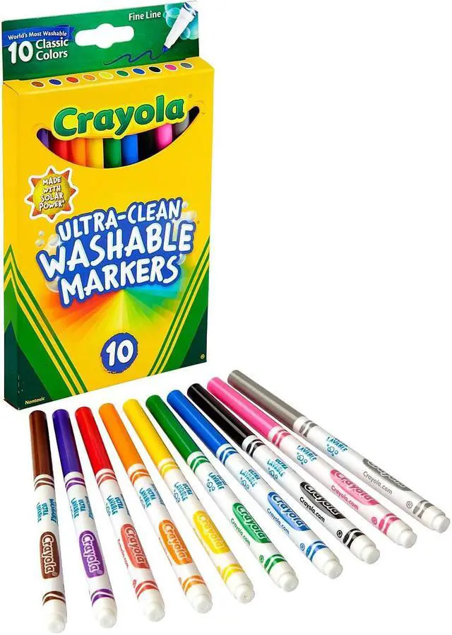 Alt view image 6 of 8 - Crayola 10 Ct Ultra-Clean Fine Line Washable Markers, Color Max