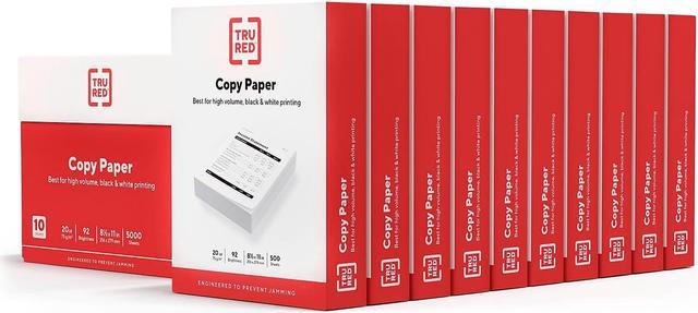 TRU RED™ 8.5 x 11 Copy Paper, 20 lbs., 92 Brightness, 500 Sheets/Ream, 10  Reams/Carton (TR56958), Staples