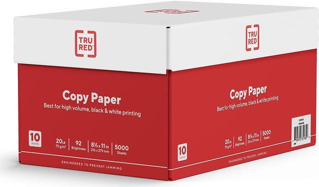 TRU RED 8.5 x 11 Copy Paper 20 lbs. 92 Brightness 500 Sheets/Ream 10  Reams/Carton (TR56958) 135848/TR56958 