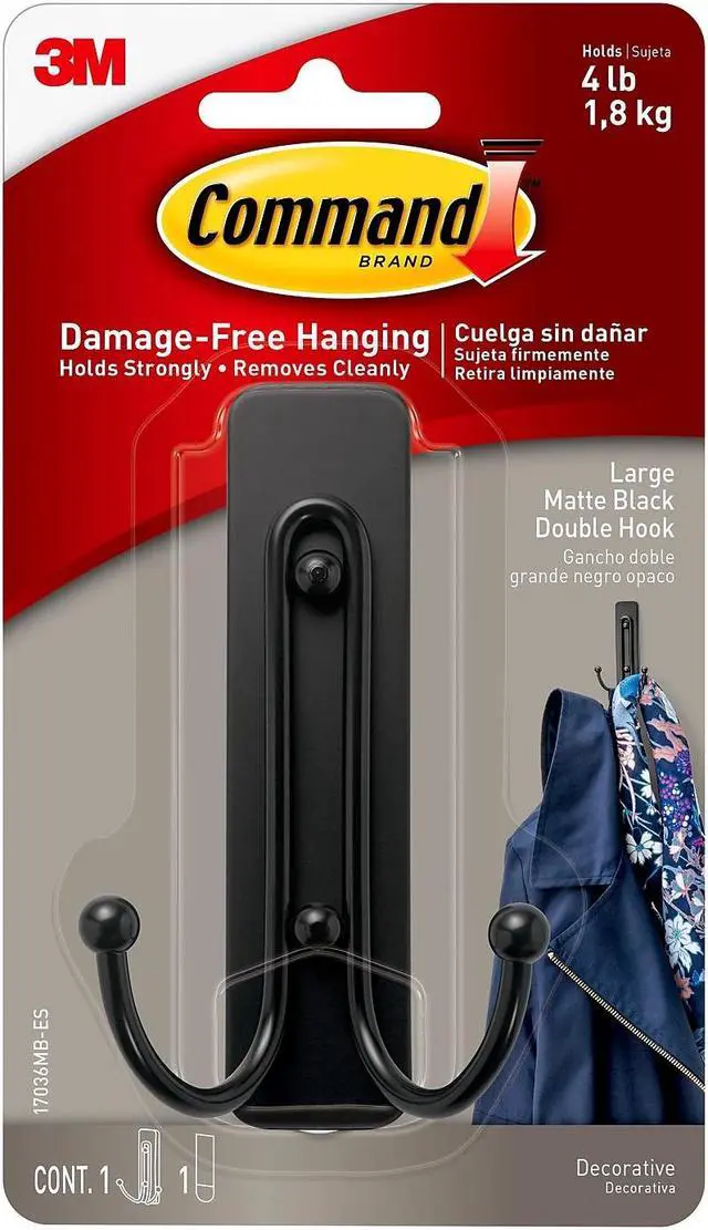 Alt view image 2 of 18 - 3M COMPANY 4LB BLK Decor DBL Hook 17036MB-ES