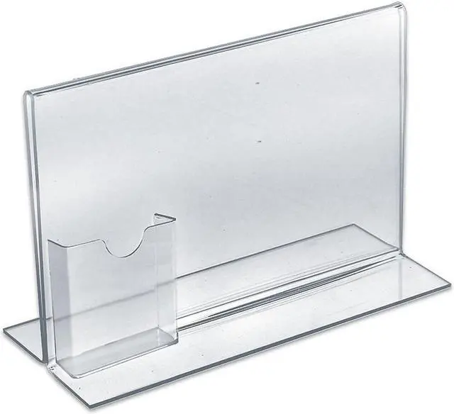 Main image of Azar Displays Acrylic Sign Holder with Attached Brochure Holder 10/Pack 252041