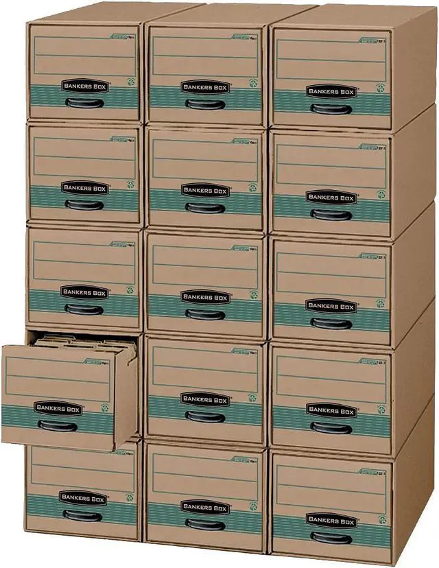 Alt view image 7 of 9 - Fellowes 1231101 Super Stor/Drawer Steel Plus Storage Box, Letter, Kraft/Green, 6/Carton