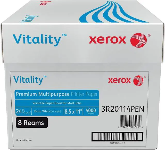 Alt view image 3 of 4 - Xerox Vitality 8.5" x 11" Premium Multipurpose Paper 24 lbs. 97 Brightness 4000 Sheets/Carton (1001)
