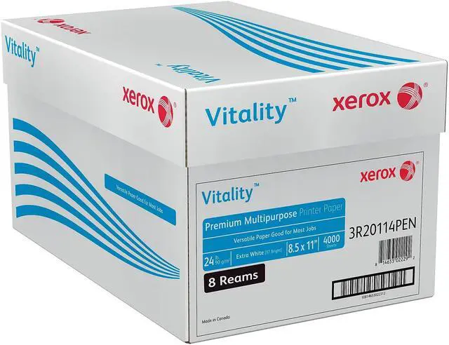 Alt view image 2 of 4 - Xerox Vitality 8.5" x 11" Premium Multipurpose Paper 24 lbs. 97 Brightness 4000 Sheets/Carton (1001)