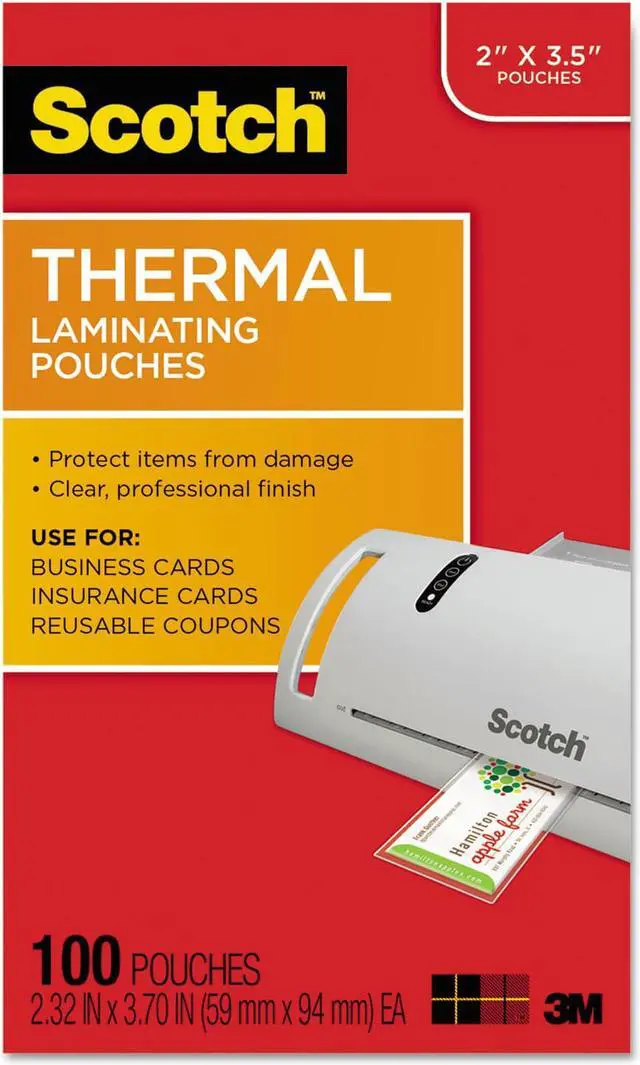 Alt view image 5 of 16 - Scotch Business Card Size Thermal Laminating Pouches 5 mil 3 3/4 x 2 3/8 100/Pack TP5851100