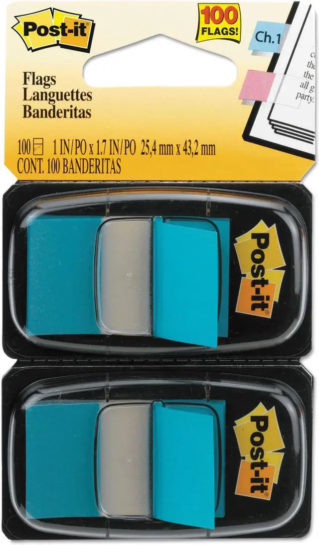 Alt view image 4 of 20 - 3M 680BB2 Standard Tape Flags in Dispenser Bright Blue 100 Flags per Dispenser