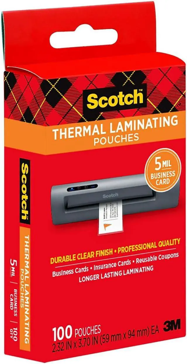 Alt view image 15 of 16 - Scotch Business Card Size Thermal Laminating Pouches 5 mil 3 3/4 x 2 3/8 100/Pack TP5851100