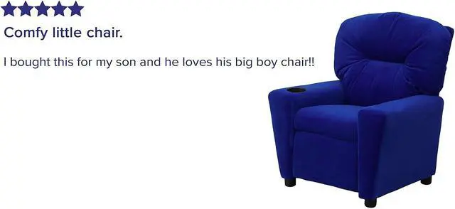 Alt view image 12 of 20 - Contemporary Blue Microfiber Kids Recliner with Cup Holder