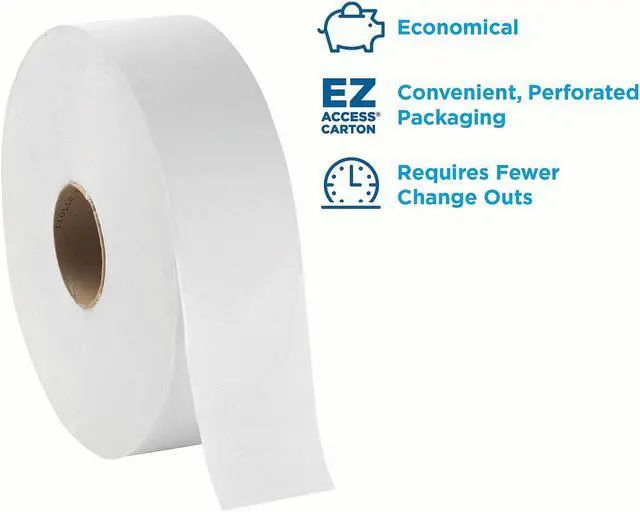 Alt view image 7 of 11 - White Jumbo Bathroom Tissue 2-Ply 3 1/2 x 1000 ft 9"Dia 4/Carton
