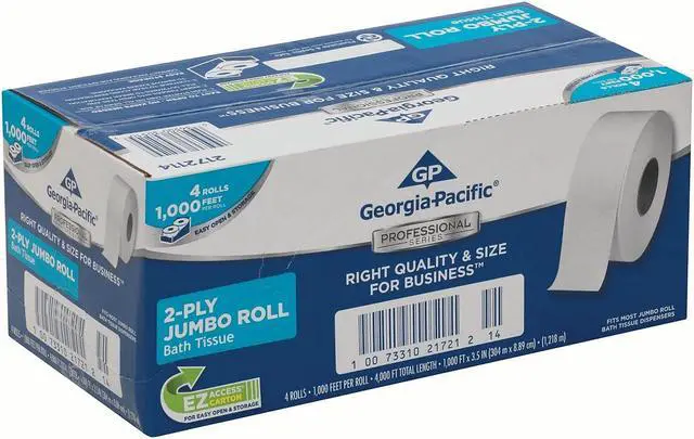 Alt view image 9 of 11 - White Jumbo Bathroom Tissue 2-Ply 3 1/2 x 1000 ft 9"Dia 4/Carton