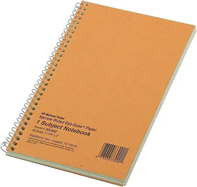 Alt view image 4 of 8 - National Subject Wirebound Notebook Narrow Rule 5 x 7 3/4 Green 80 Sheets 33002