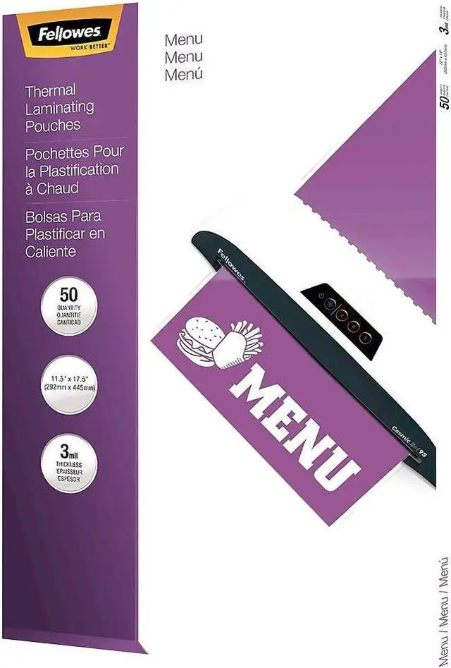 Alt view image 10 of 11 - Fellowes Thermal Pouches Menu 50/Pack (52013) 814588