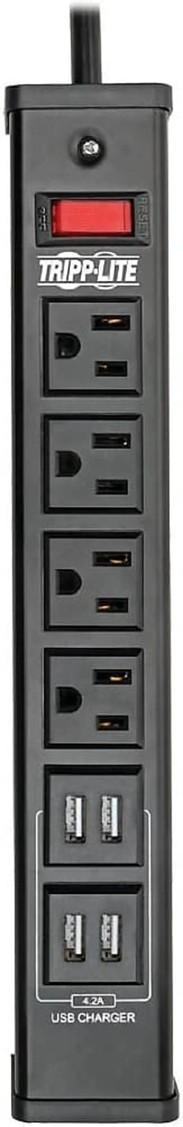 Alt view image 6 of 10 - TRIPP LITE TLM446USBB 6.0 Feet 4 Outlets 450 Joules Surge Protector with Metal Housing