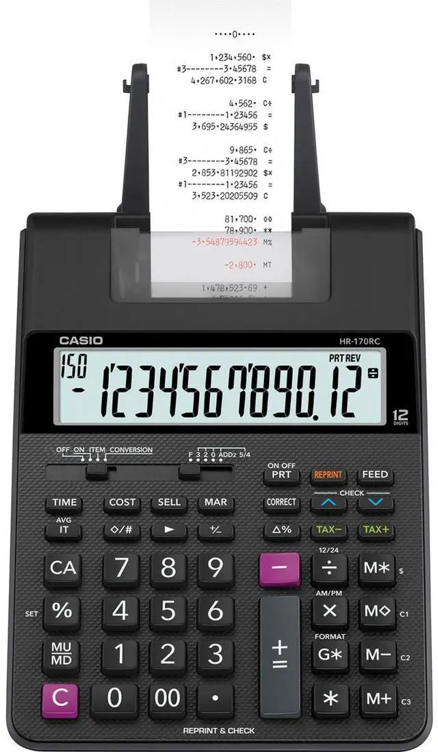 Alt view image 12 of 13 - Casio Printing Calculator 6-1/2"Wx11-5/8"Lx2-9/16"H Black HR170RC