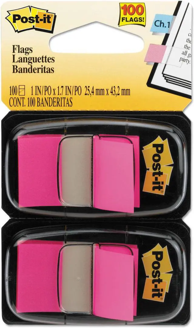 Alt view image 14 of 20 - 3M 680BP2 Standard Tape Flags in Dispenser Bright Pink 100 Flags per Dispenser