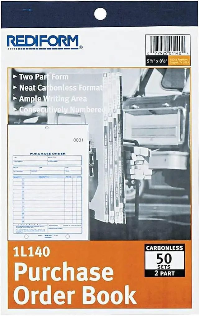 Alt view image 3 of 5 - Rediform Purchase Order Book Bottom Punch 5 1/2 x 7 7/8 Two-Part Carbonless 50