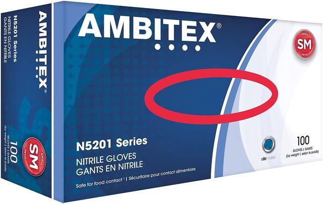 Ambitex N5201 Series Powder Free Blue Nitrile Gloves Small 100/Box 