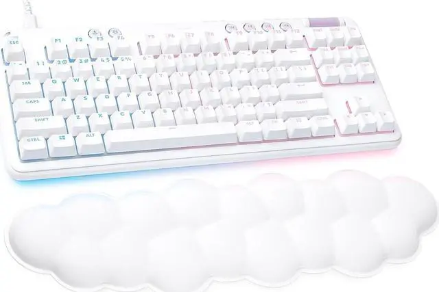Alt view image 11 of 17 - Logitech G713 Wired Mechanical Gaming Keyboard with LIGHTSYNC RGB Lighting, Tactile Switches (GX Brown), and Keyboard Palm Rest, PC and Mac Compatible - White Mist