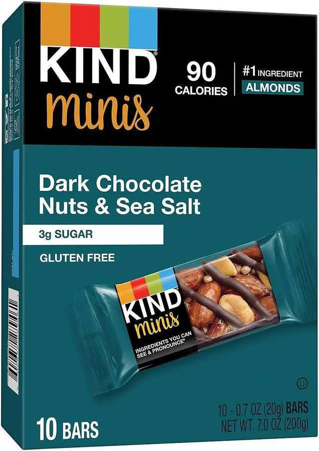 Alt view image 12 of 18 - Minis, Dark Chocolate Nuts/Sea Salt, 0.7 oz, 10/Pack 27959
