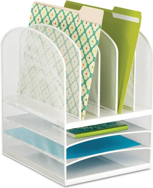 Alt view image 13 of 15 - Safco Onyx Mesh Desk Organizer Eight Sections 11 1/2 x 9 1/2 x 13 White 3266WH