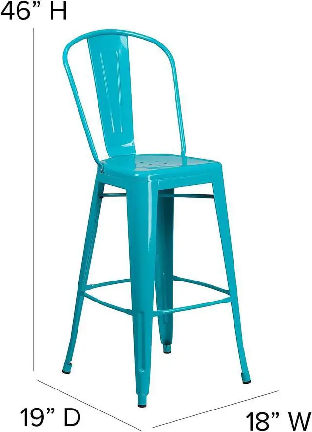Alt view image 13 of 14 - FLASH FURNITURE 4-ET-3534-30-CB-GG Teal Metal Outdoor Stool,30"