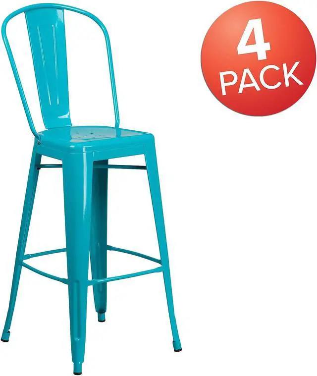 Alt view image 10 of 14 - FLASH FURNITURE 4-ET-3534-30-CB-GG Teal Metal Outdoor Stool,30"