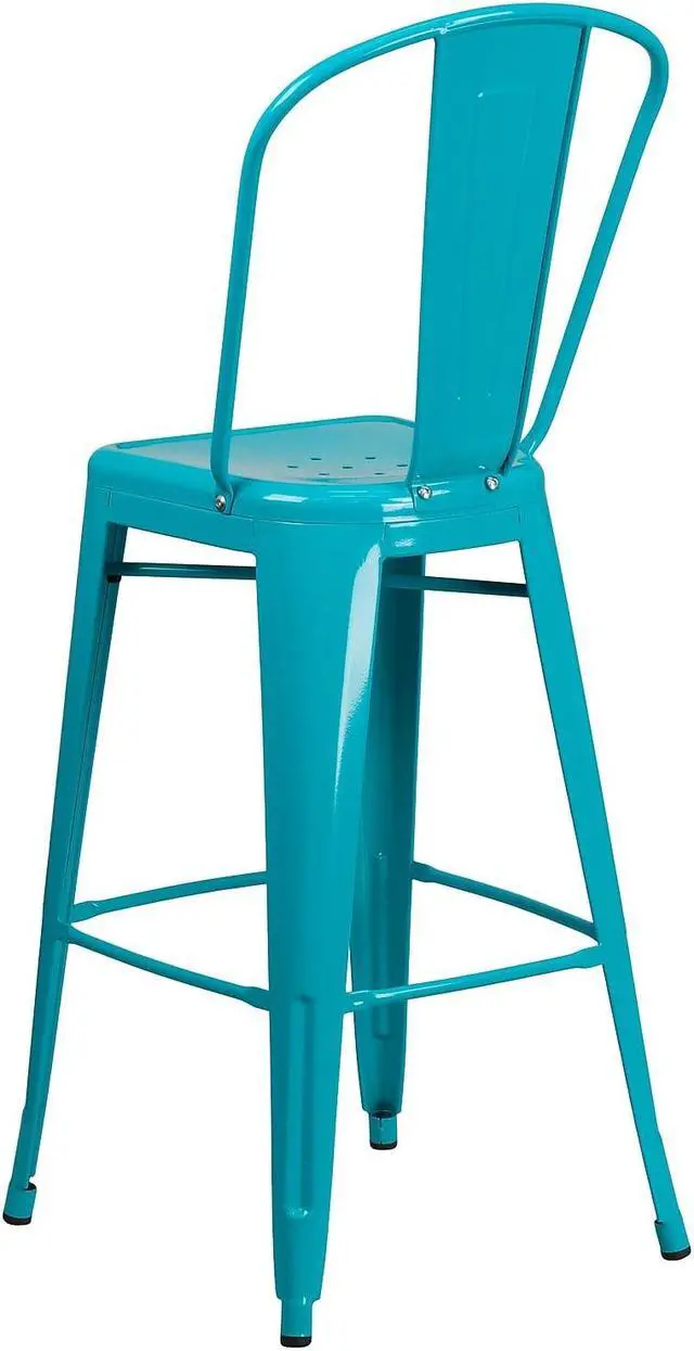 Alt view image 14 of 14 - FLASH FURNITURE 4-ET-3534-30-CB-GG Teal Metal Outdoor Stool,30"
