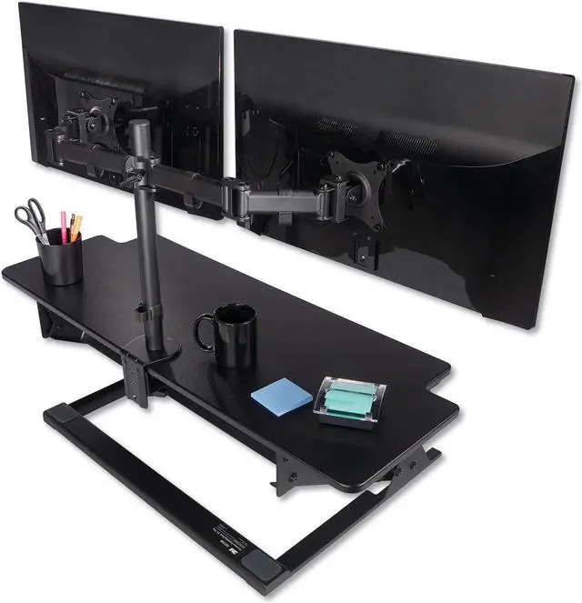 Alt view image 7 of 20 - 3M SD70B Precision Standing Desk XL Easy Lift, Primary Work Surface Large Enough to Fit Two 27" Monitors and Lift Up to 45 lbs - Black - MMM SD70B