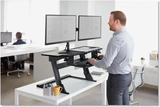 Alt view image 8 of 20 - 3M SD70B Precision Standing Desk XL Easy Lift, Primary Work Surface Large Enough to Fit Two 27" Monitors and Lift Up to 45 lbs - Black - MMM SD70B