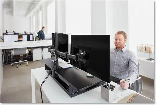 Alt view image 10 of 20 - 3M SD70B Precision Standing Desk XL Easy Lift, Primary Work Surface Large Enough to Fit Two 27" Monitors and Lift Up to 45 lbs - Black - MMM SD70B
