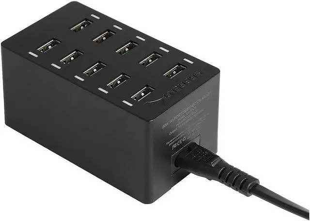 Alt view image 5 of 7 - SABRENT 60 Watt (12 Amp) 10 Port [UL Certified] Family Sized Desktop USB Rapid Charger. Smart USB Ports with Auto Detect Technology [Black] (AX-TPCS)