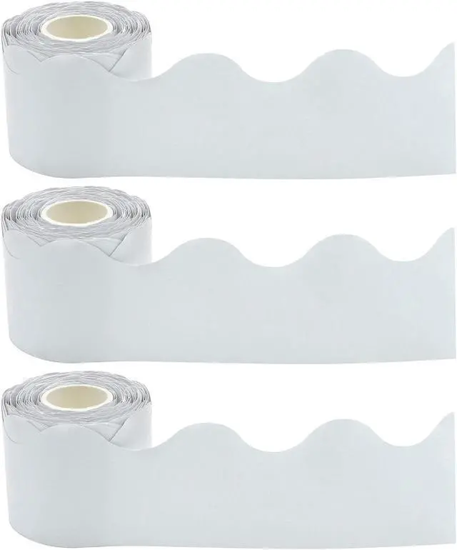 Main image of Teacher Created Resources Scalloped Rolled Border Trim 2.1875" x 50' White Solid 3/Pack (TCR8942-3)