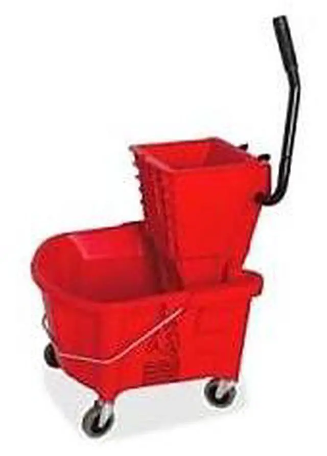Alt view image 2 of 15 - Mop Bucket/Wringer Combo Splash Guard 26qt. Red
