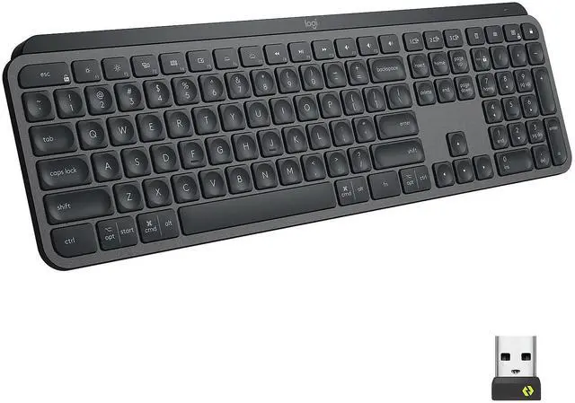 Alt view image 20 of 20 - Logitech MX Keys Advanced Wireless Illuminated Keyboard, Tactile Responsive Typing, Backlighting, Bluetooth, USB-C, Apple macOS, Microsoft Windows, Linux, iOS, Android, Metal Build - Graphite