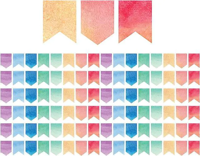 Alt view image 2 of 4 - TEACHER CREATED RESOURCES (6 PK) WATERCOLOR PENNANTS DIECUT