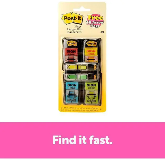 Alt view image 19 of 20 - Post-it Arrow Message 1" Page Flags 200 "Sign Here" 48 Arrow Four Colors 248